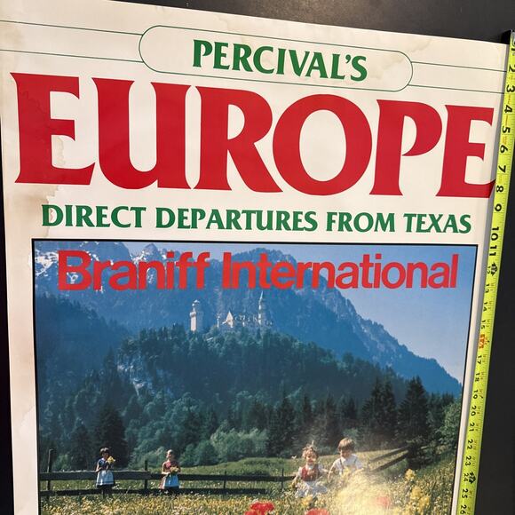 Braniff International Airlines Poster Percival's Europe Retro Advertisement 31" - Picture 2 of 9
